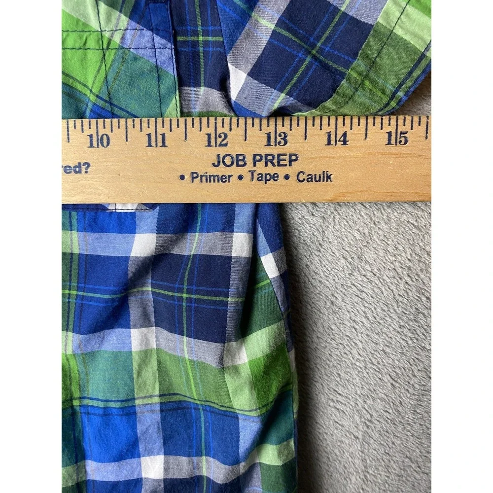 Ruff Hewn Boys 5 Plaid Short Sleeve Shirt Green Blue